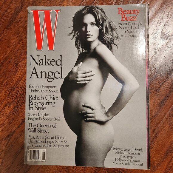 June 1999 W magazine Cindy Crawford pregnant - Picture 1 of 5